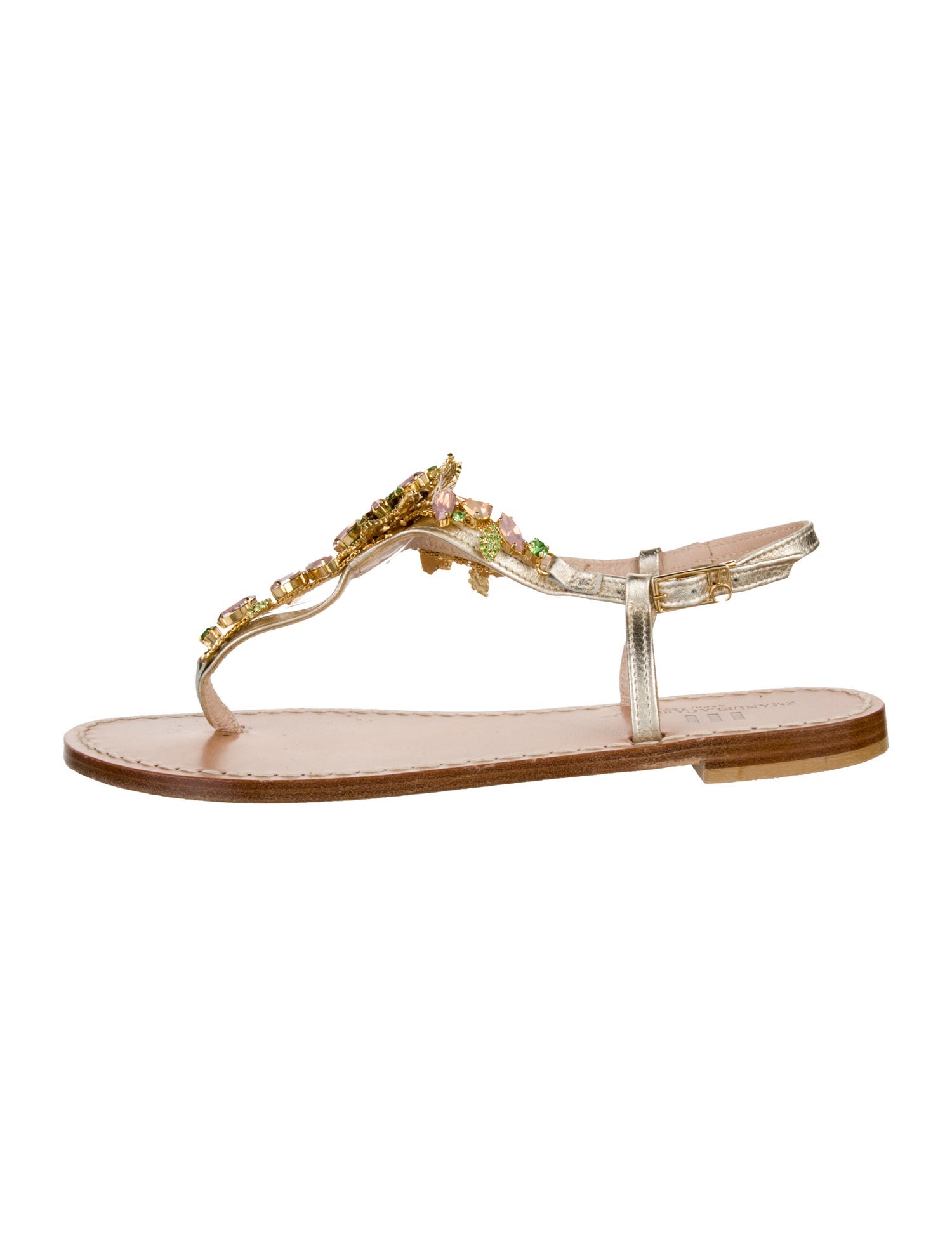 Emanuela Caruso Leather T-Strap Sandals