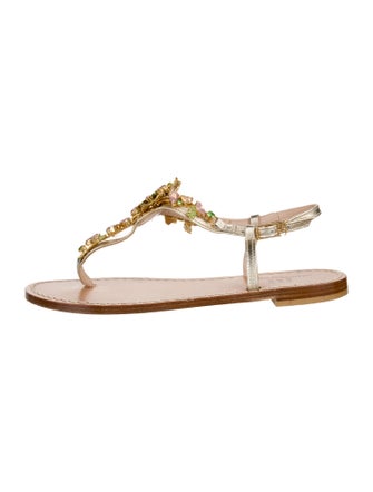 Emanuela Caruso Leather T-Strap Sandals