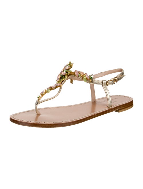 Emanuela Caruso Leather T-Strap Sandals