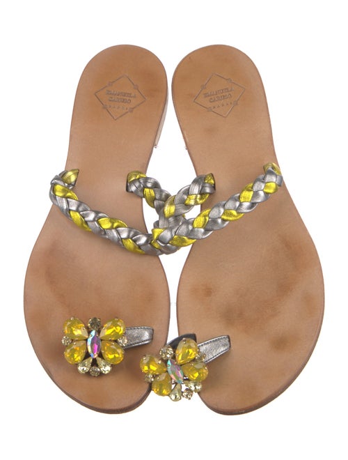 Emanuela Caruso Leather Crystal Embellishments Slides