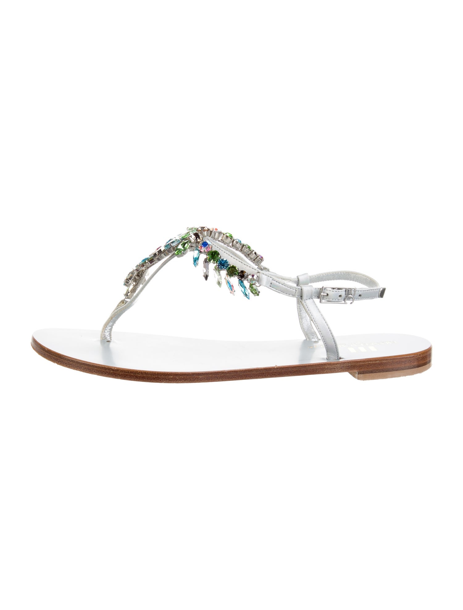 Emanuela Caruso Leather T-Strap Sandals