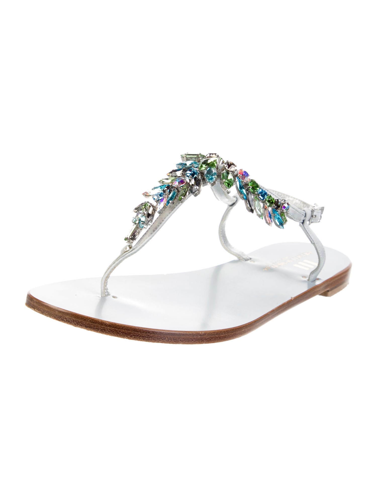 Emanuela Caruso Leather T-Strap Sandals