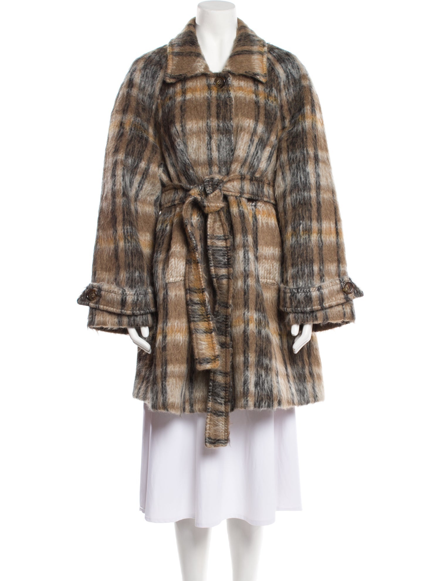 Edward Crutchley Wool Plaid Print Coat