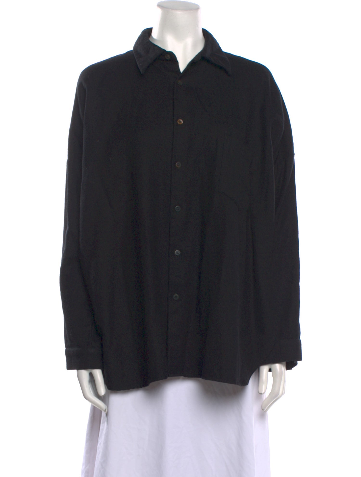 École de Curiosités Wool Long Sleeve Button-Up Top