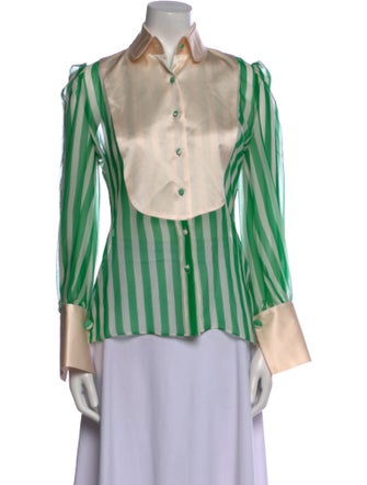 Edeltrud Hofmann Silk Striped Button-Up Top