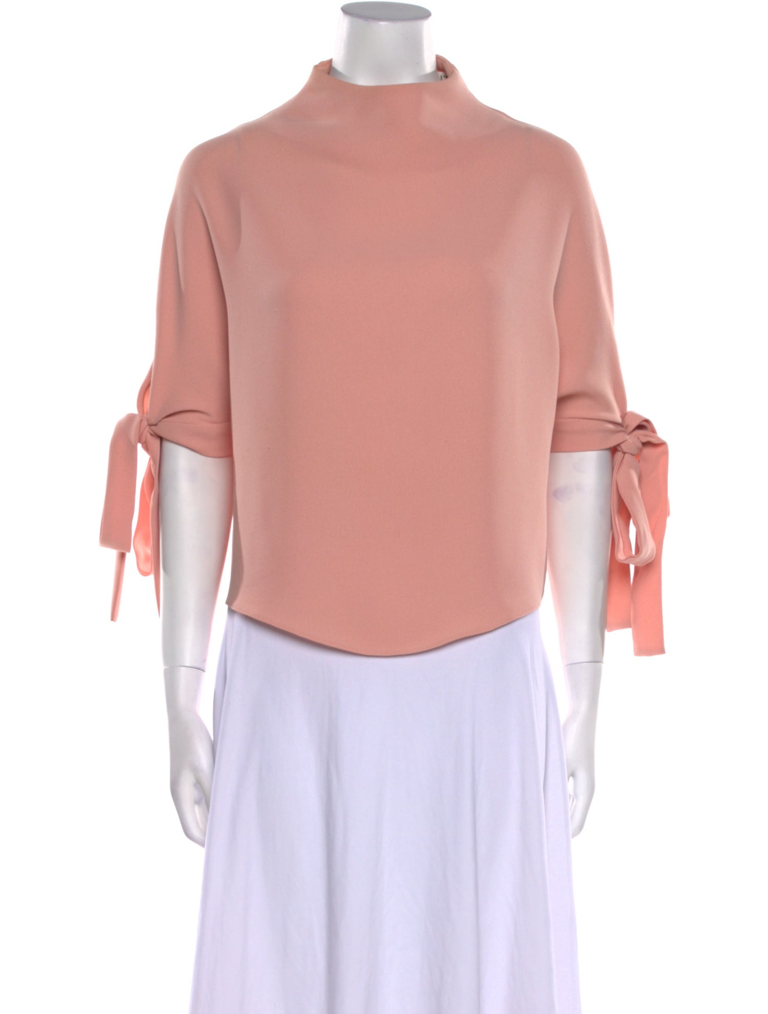 Edeline Lee Mock Neck Three-Quarter Sleeve Crop Top