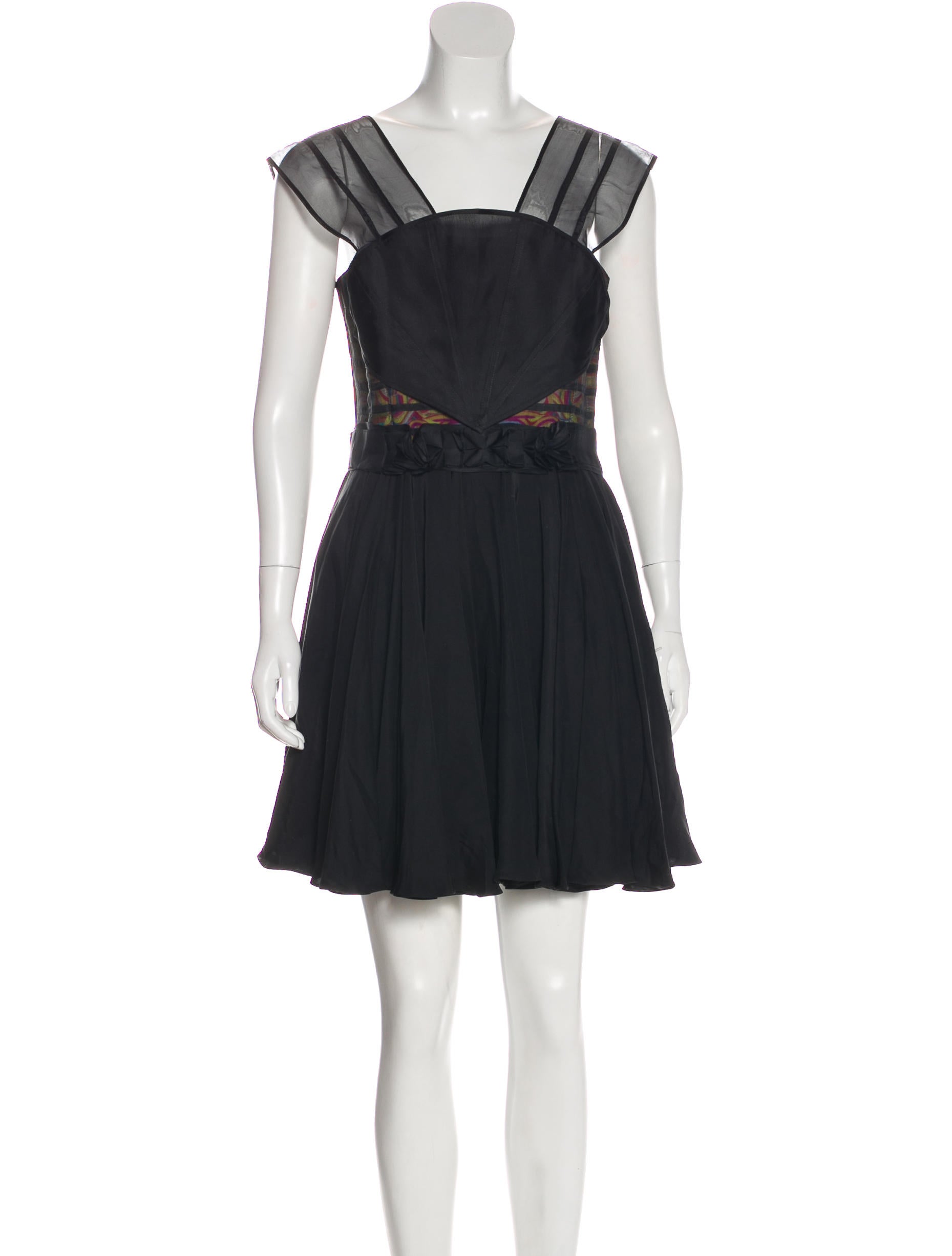 Emilio de la Morena Fan Silk Cocktail Dress w/ Tags