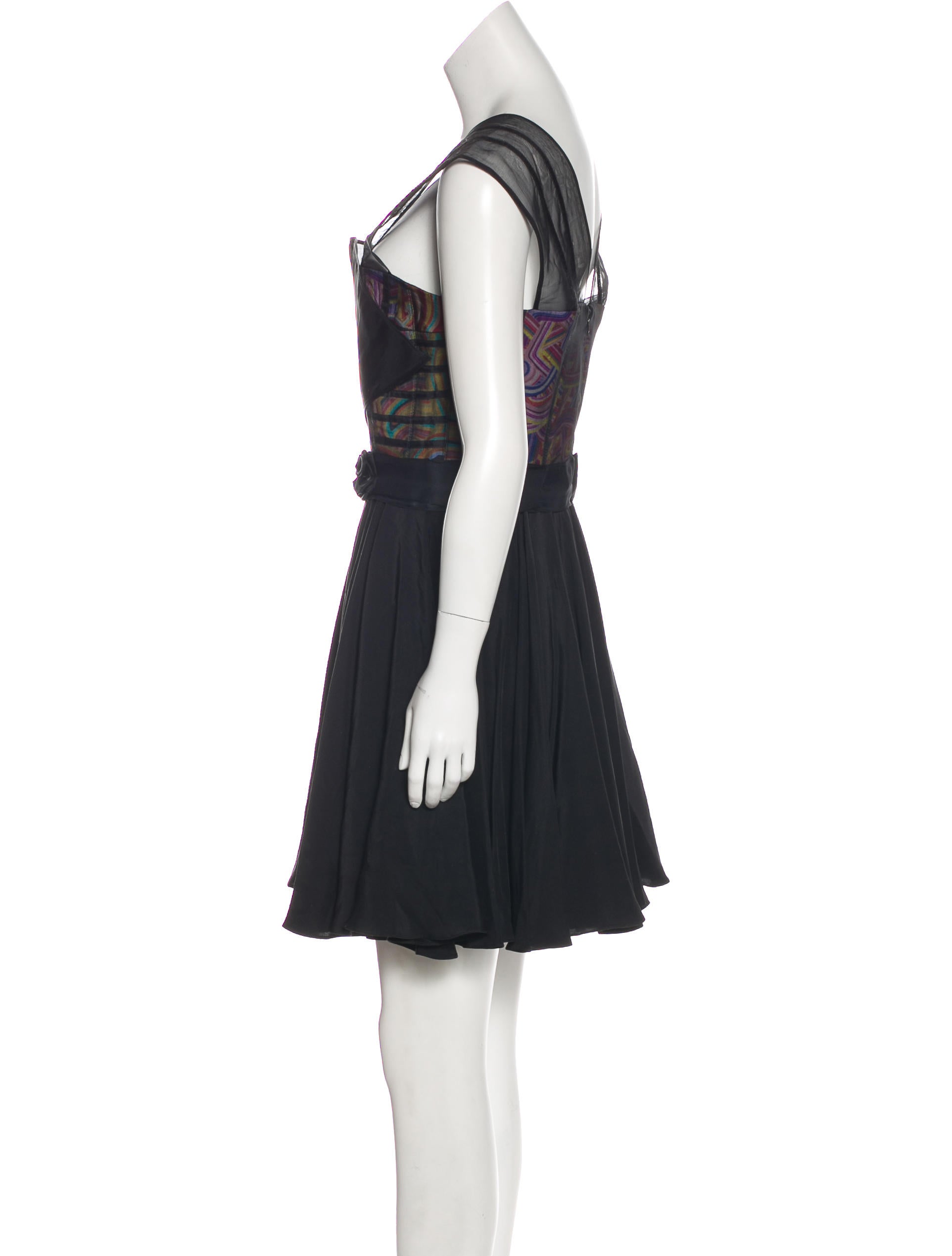 Emilio de la Morena Fan Silk Cocktail Dress w/ Tags