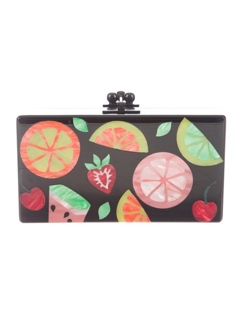 Edie Parker Fruit Print Jean Box Clutch Black