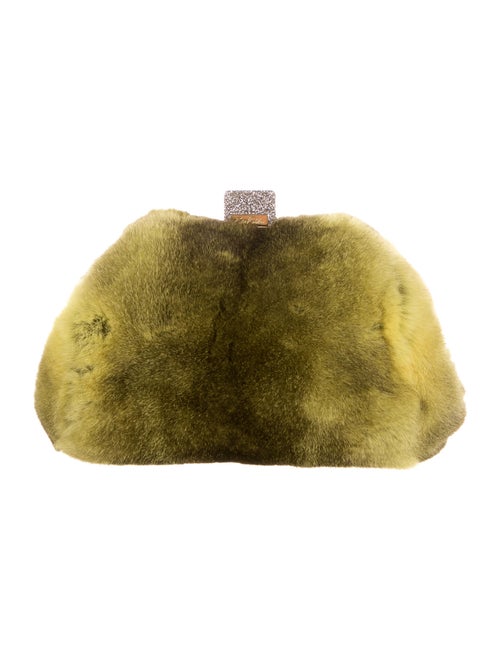 Edie Parker Parker Rabbit Fur Clutch Green