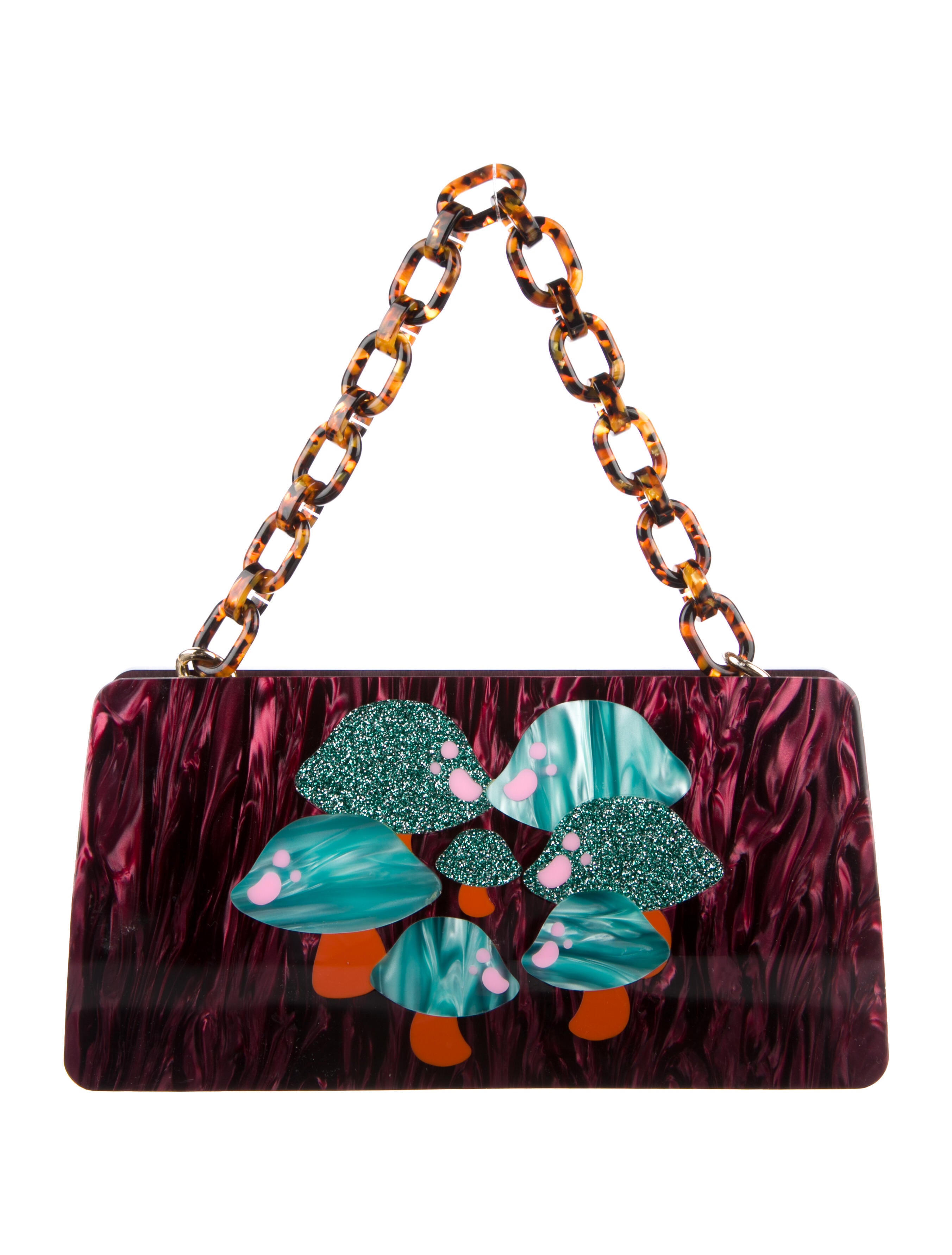 Edie Parker Acrylic Handle Bag Burgundy Handle Bags, Handbags