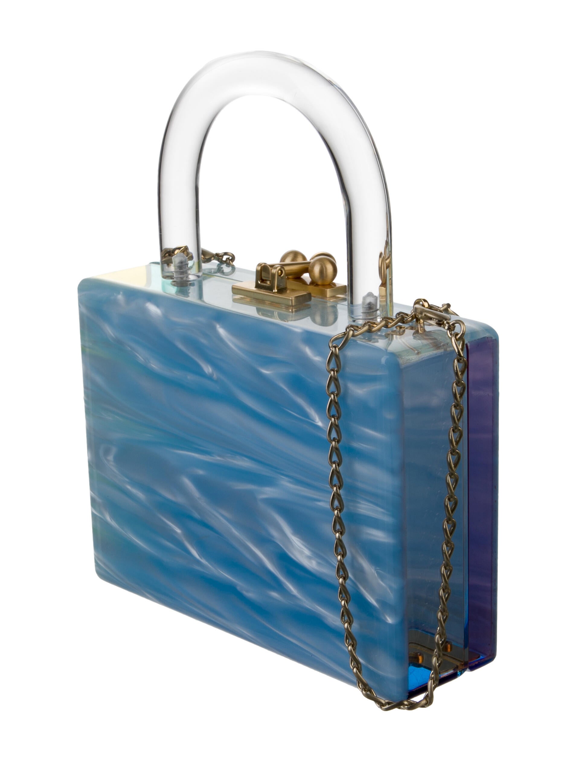 Edie Parker Acrylic Handle Bag Blue Handle Bags, Handbags EDP24132