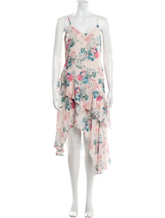 Edie Parker Floral Print Midi Length Dress