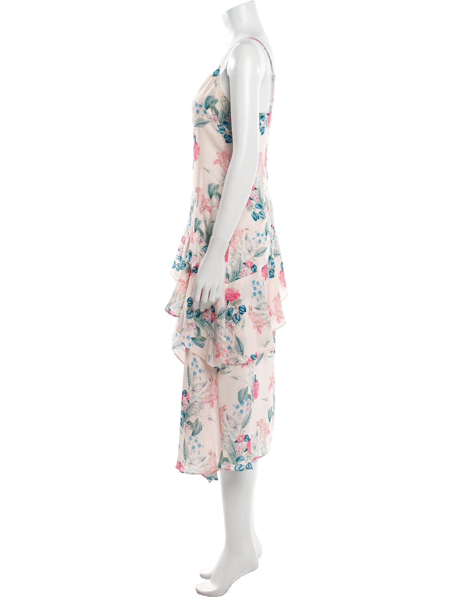 Edie Parker Floral Print Midi Length Dress