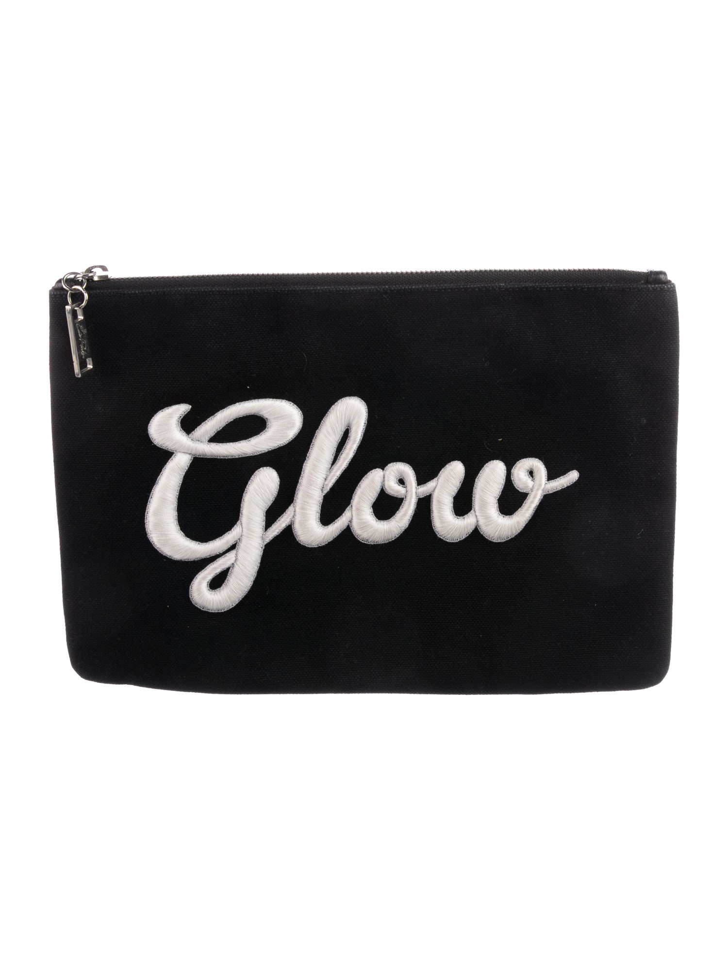 Edie Parker Embroidered Canvas Cosmetic Bag