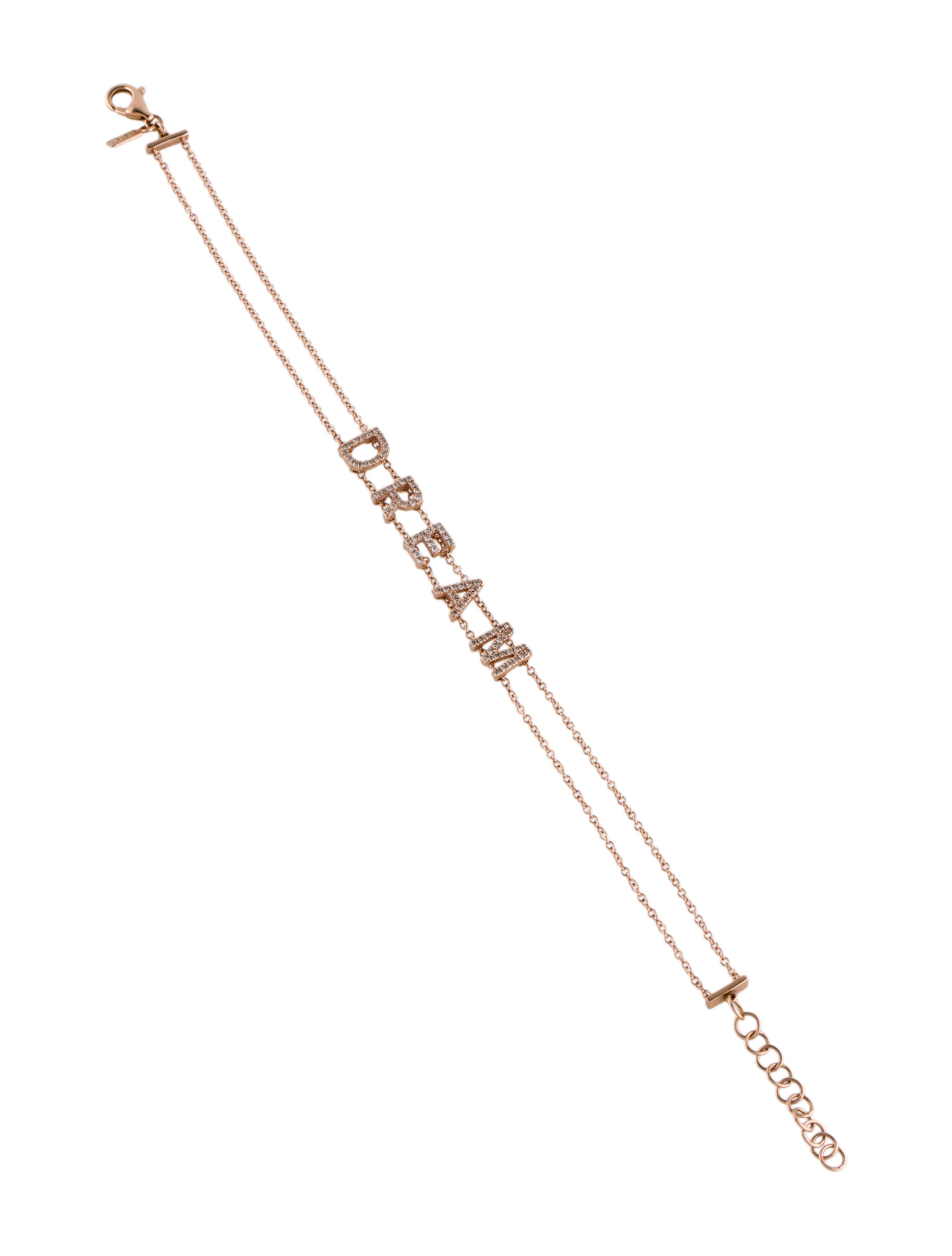 EF Collection 14K Diamond 'DREAM' Charm Bracelet 14K Rose Gold Charm