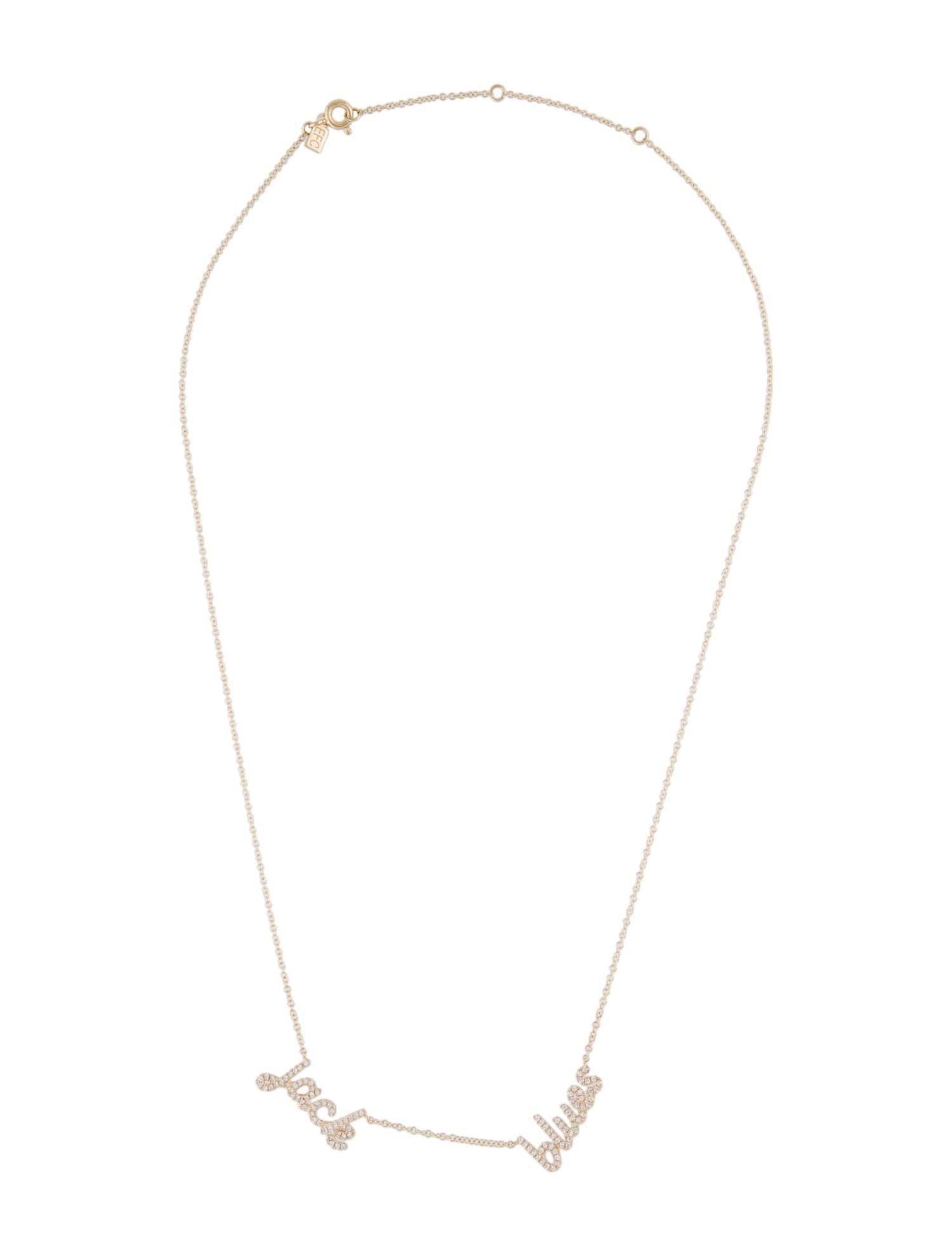 EF Collection 14K Diamond Double Script Name Pendant Necklace