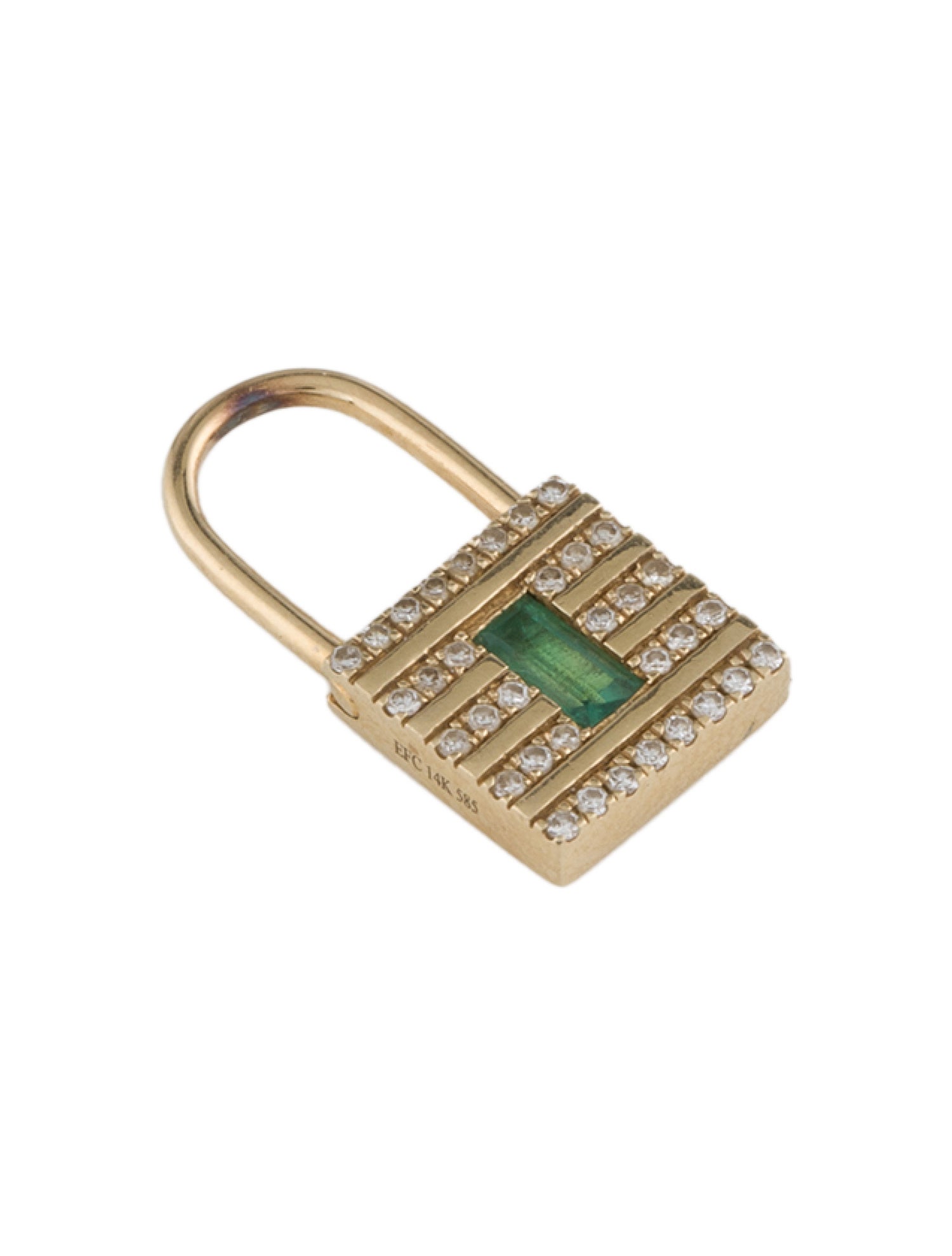 EF Collection 14K Emerald & Diamond Padlock Pendant