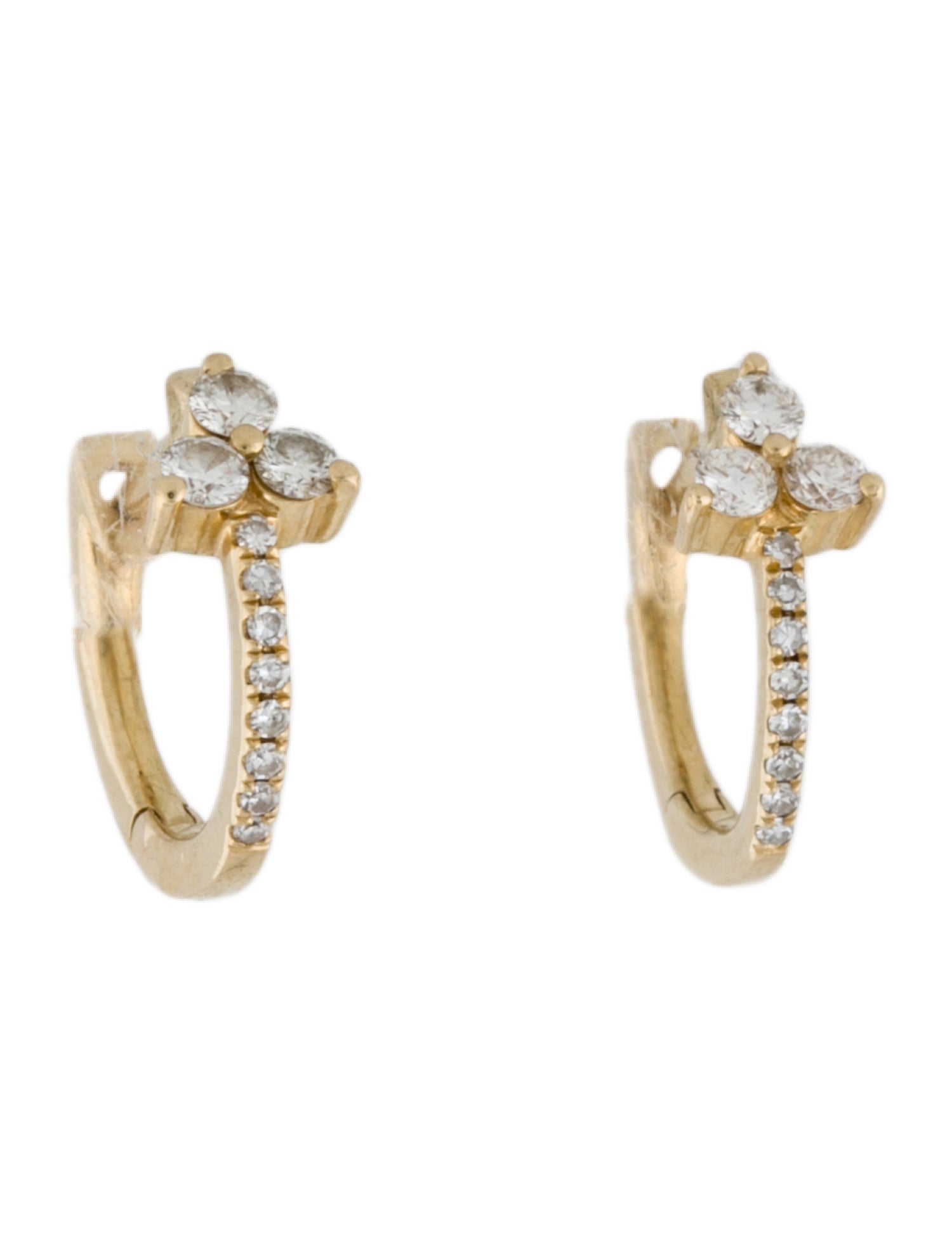 EF Collection 14K Diamond Arrow Huggie Earrings