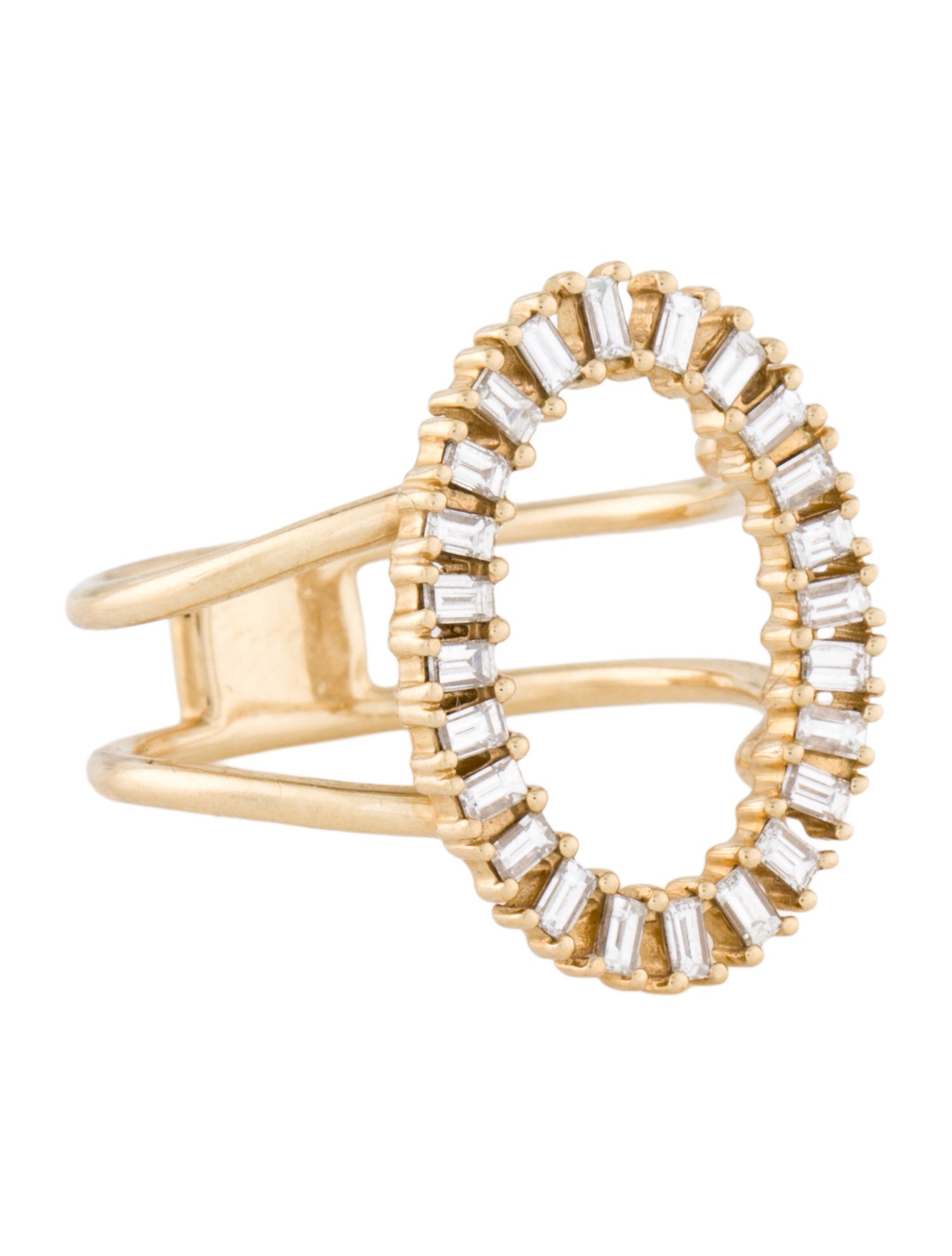 EF Collection 14K Diamond Oval Double Band Cocktail Ring