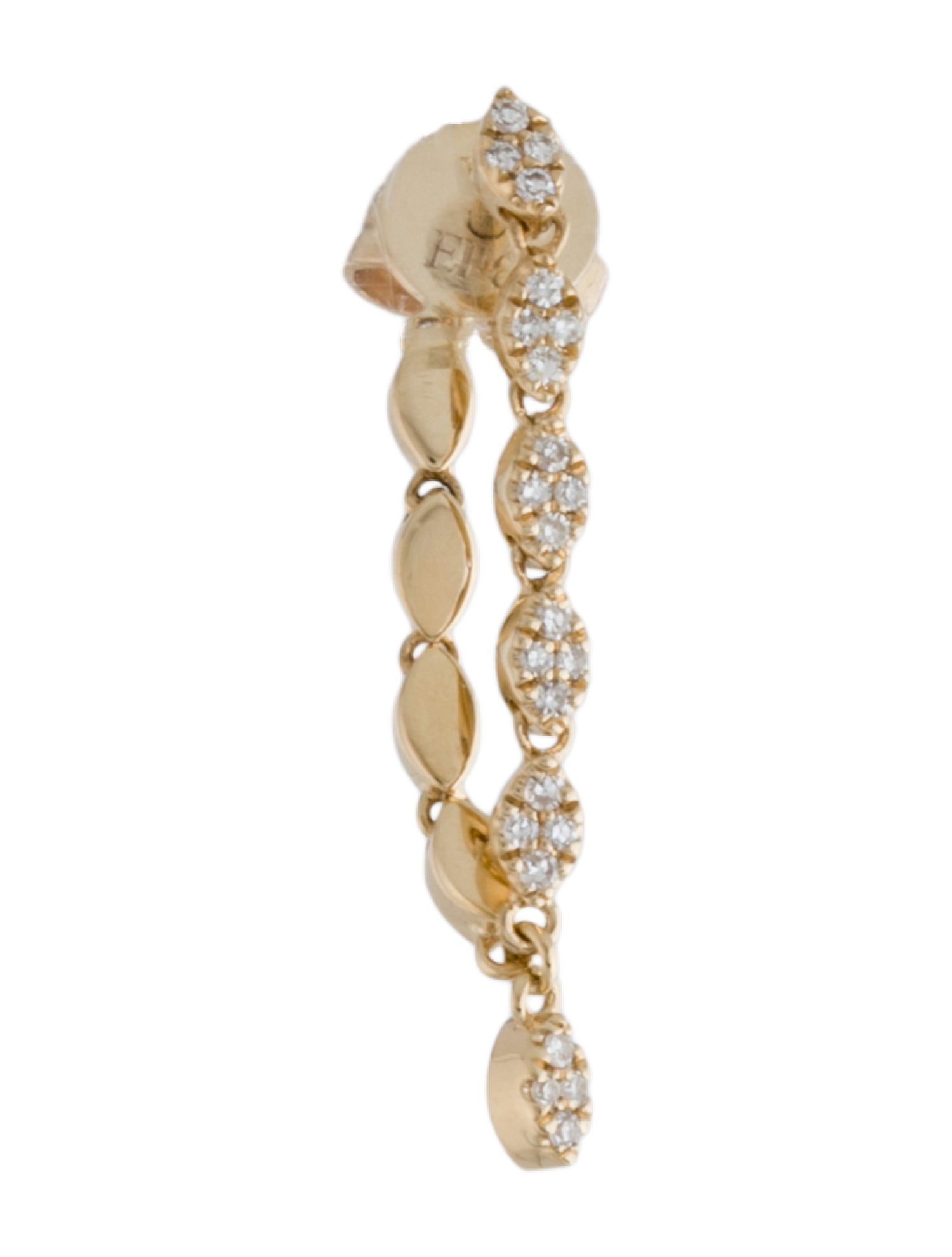 EF Collection 14K Diamond Chain Drop Single Earring