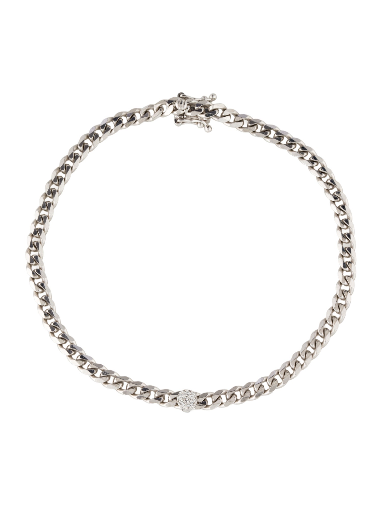 EF Collection 14K Diamond Cluster Curb Chain Bracelet
