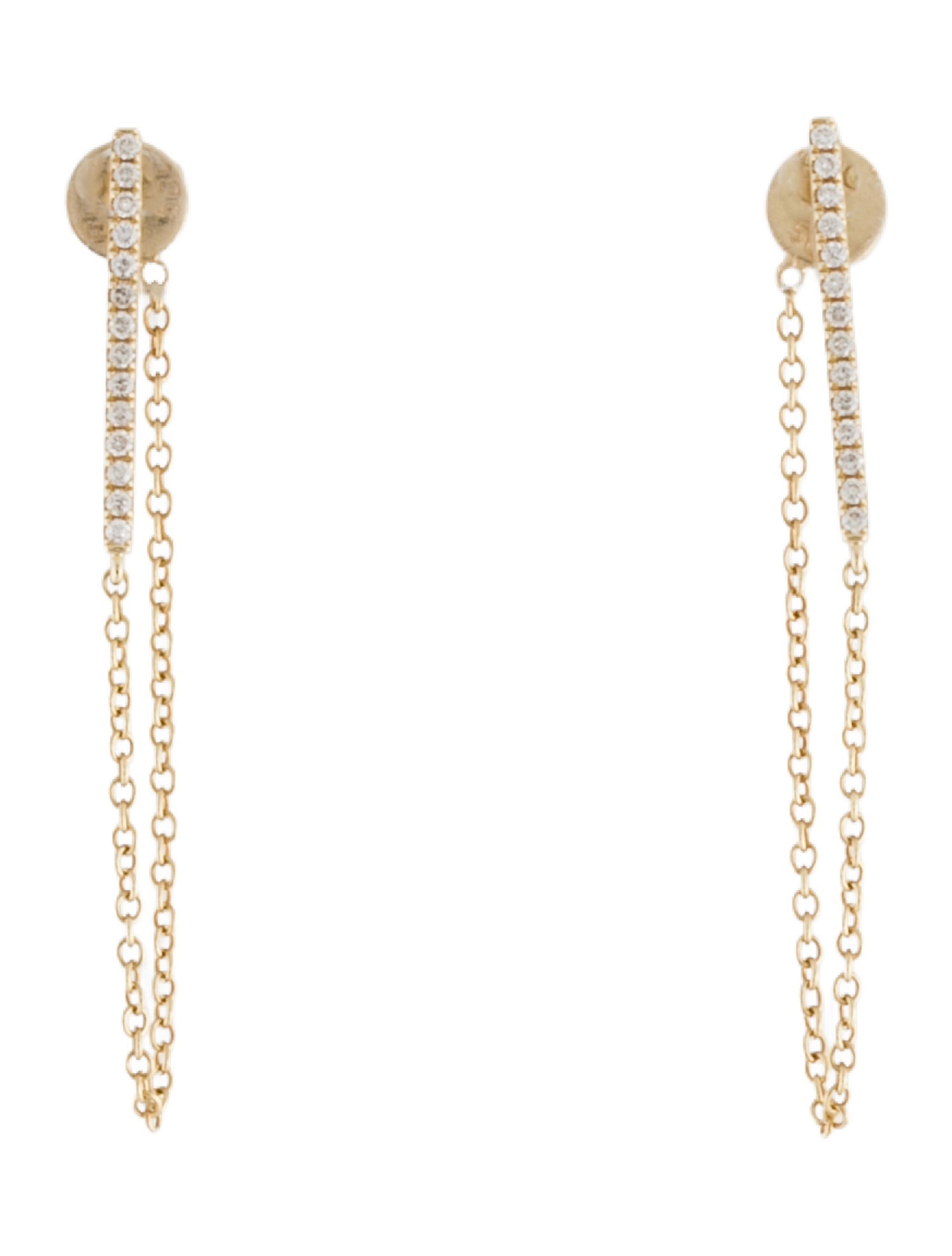 EF Collection 14K Diamond Bar Chain Stud Earrings