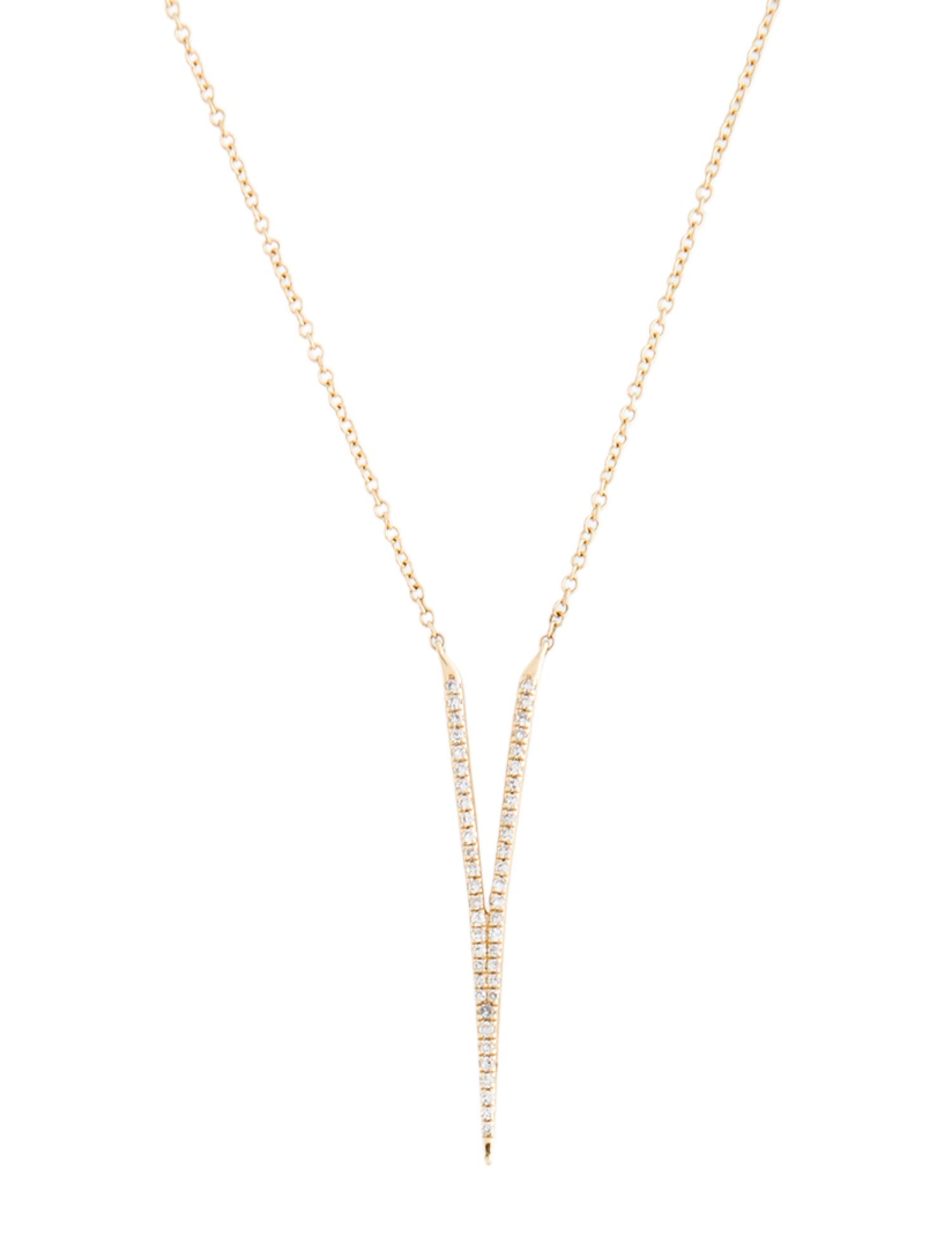 EF Collection Diamond V Pendant Necklace