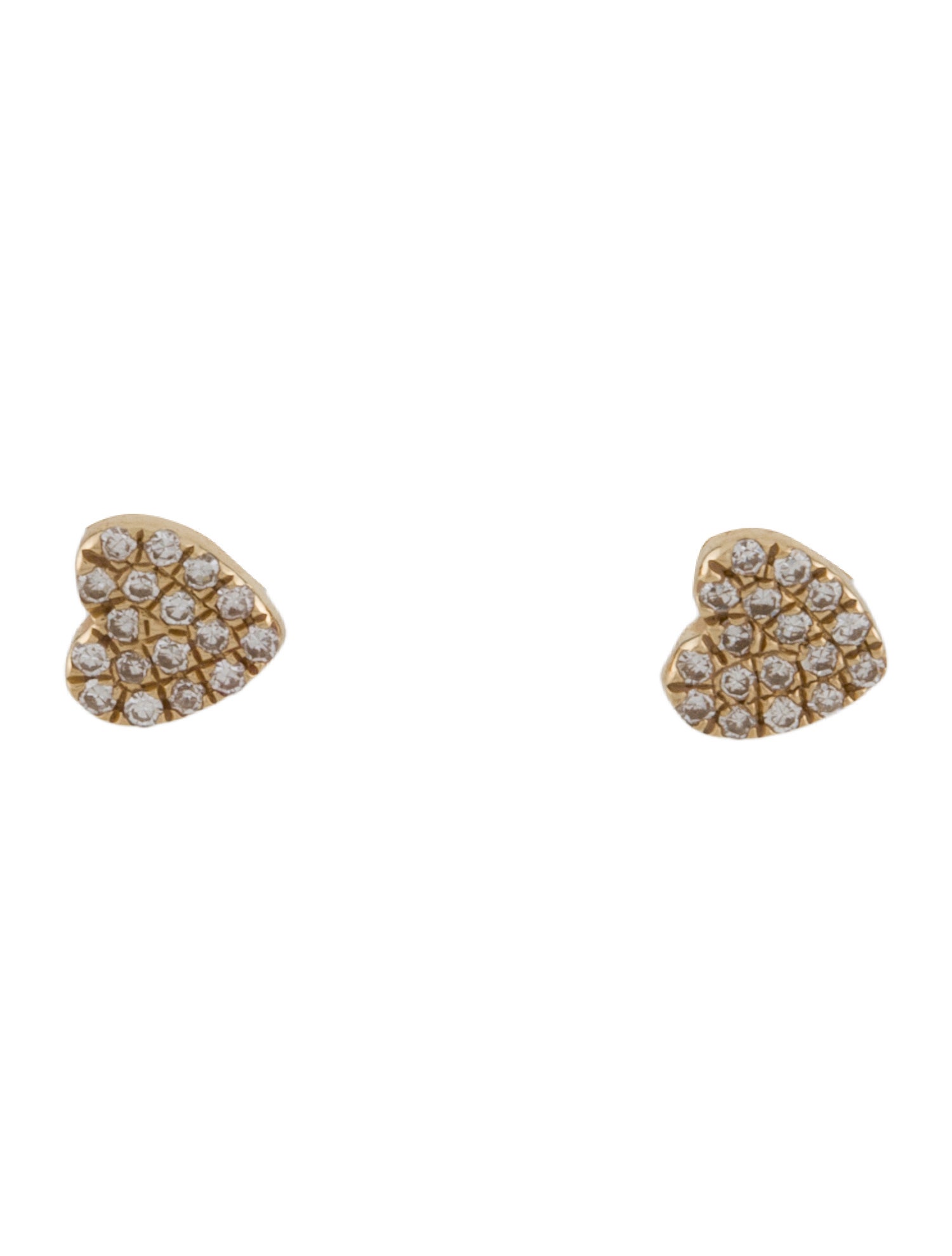EF Collection 14K Diamond Baby Heart Stud Earrings