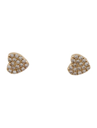 EF Collection 14K Diamond Baby Heart Stud Earrings