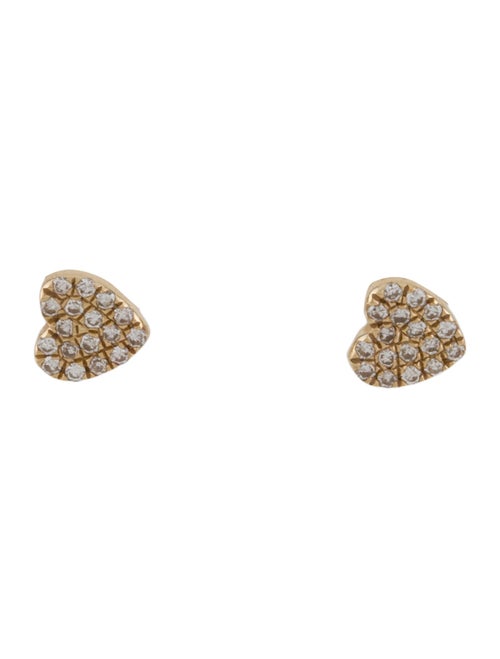 EF Collection 14K Diamond Baby Heart Stud Earrings