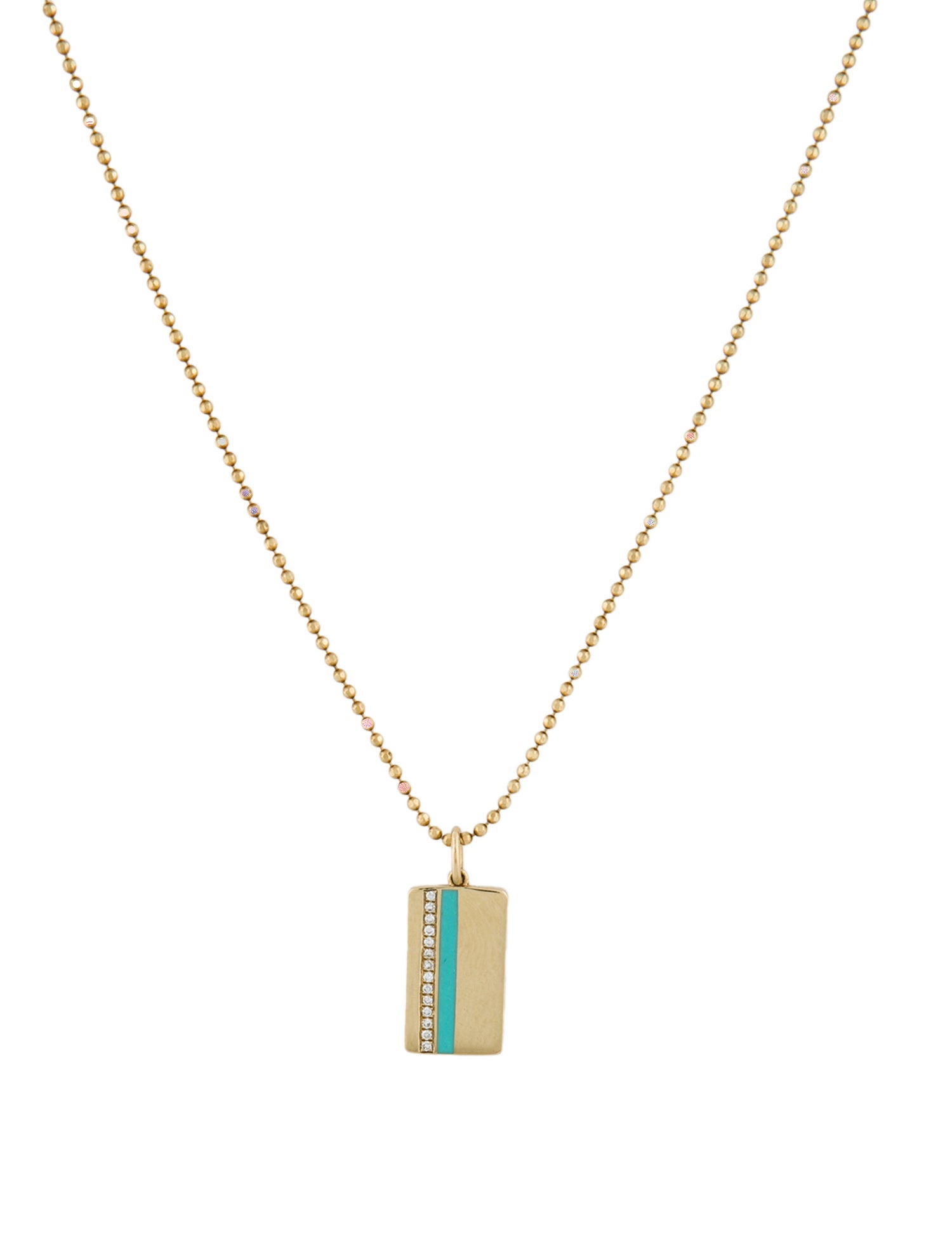 EF Collection 14K Enamel & Diamond Tag Pendant Necklace