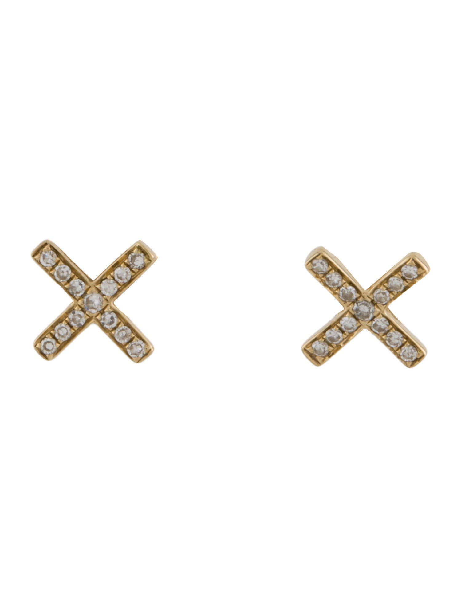 EF Collection 14K Diamond Initial 'X' Stud Earrings