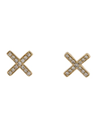 EF Collection 14K Diamond Initial 'X' Stud Earrings