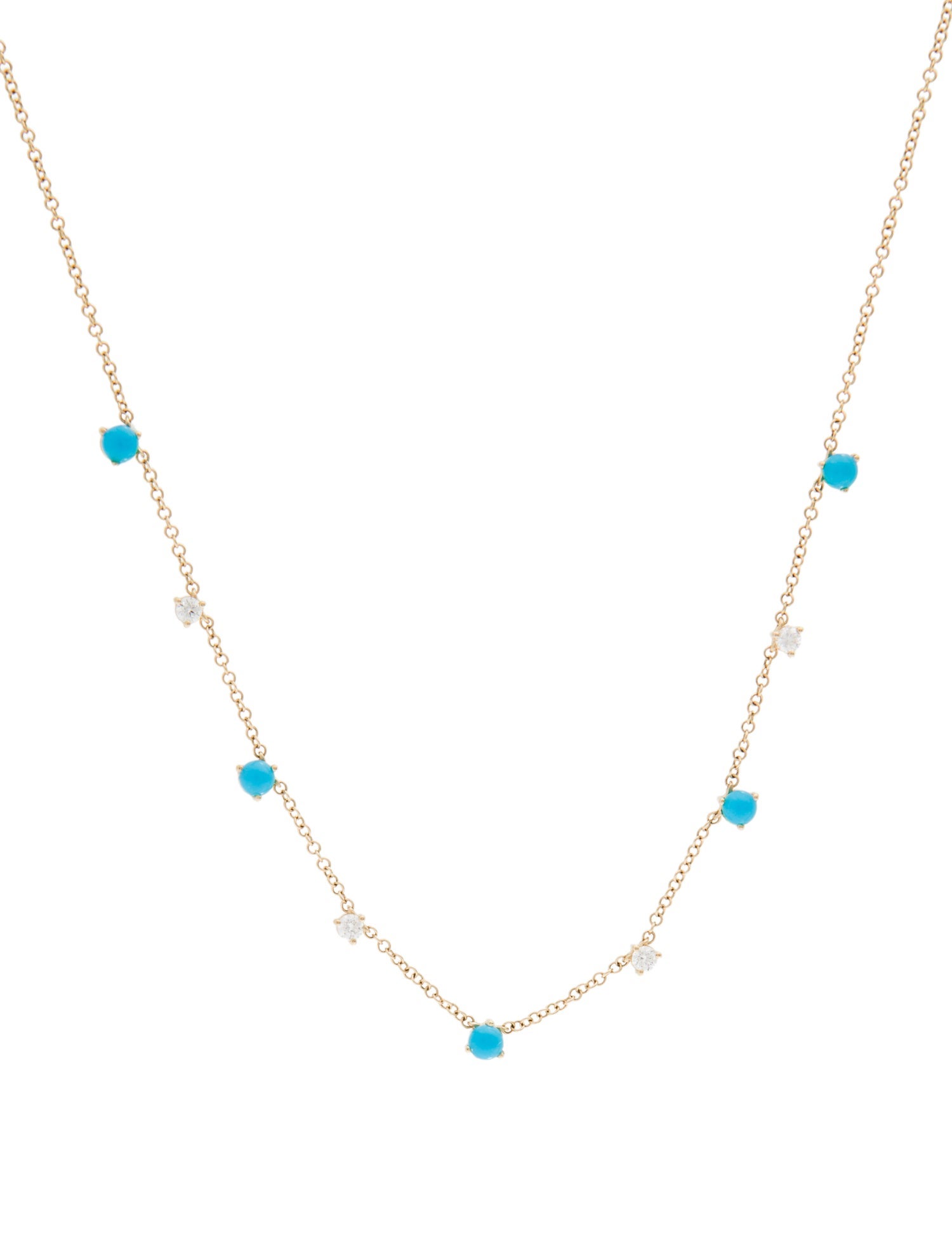 EF Collection 14K Composite Turquoise & Diamond Station Necklace