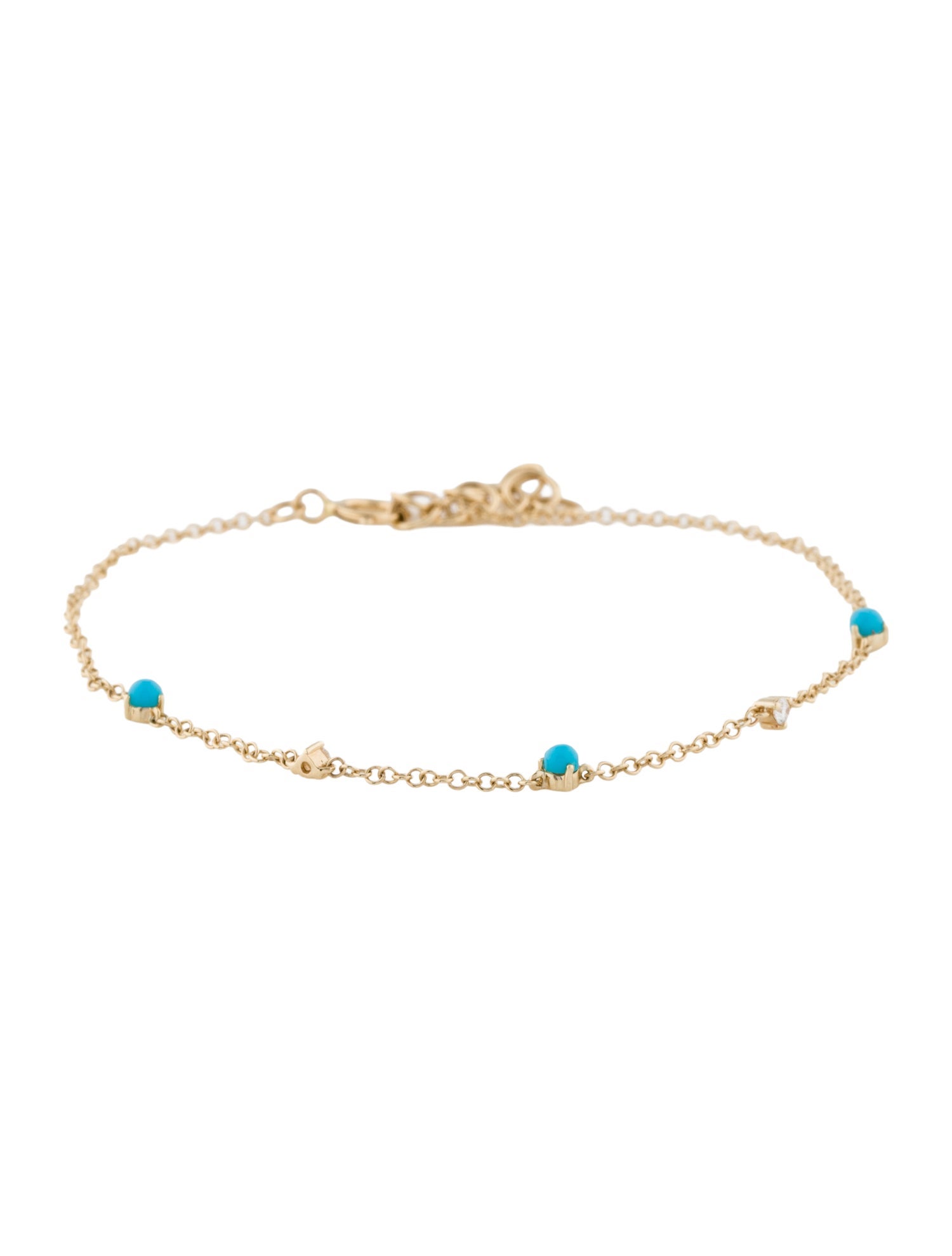 EF Collection 14K Turquoise & Diamond Station Bracelet