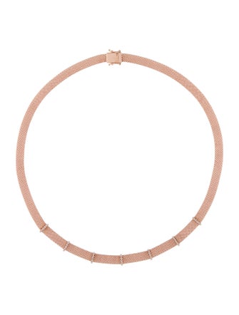 EF Collection 14K Diamond Mesh Bar Collar Necklace