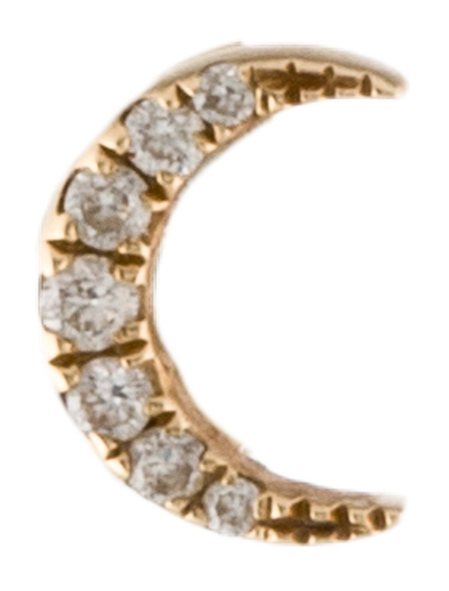 EF Collection 14K Moon Single Stud Earring