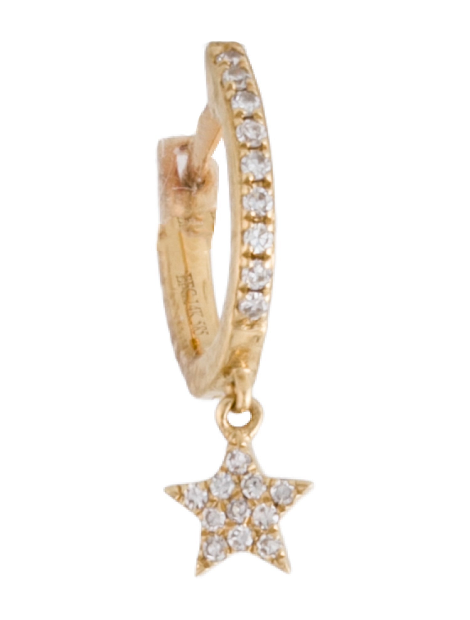 EF Collection 14K Diamond Star Huggie Single Earring