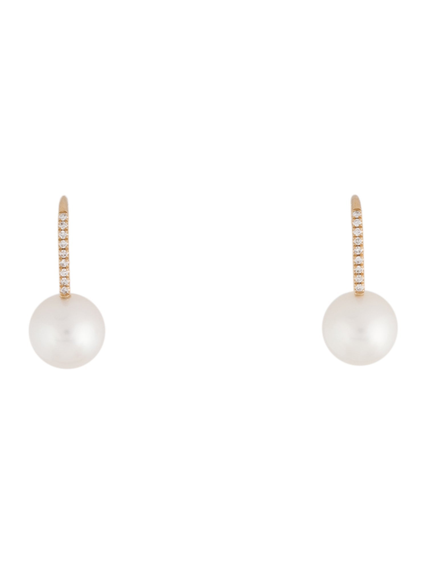 EF Collection 14K Diamond & Pearl Ball Drop Earrings