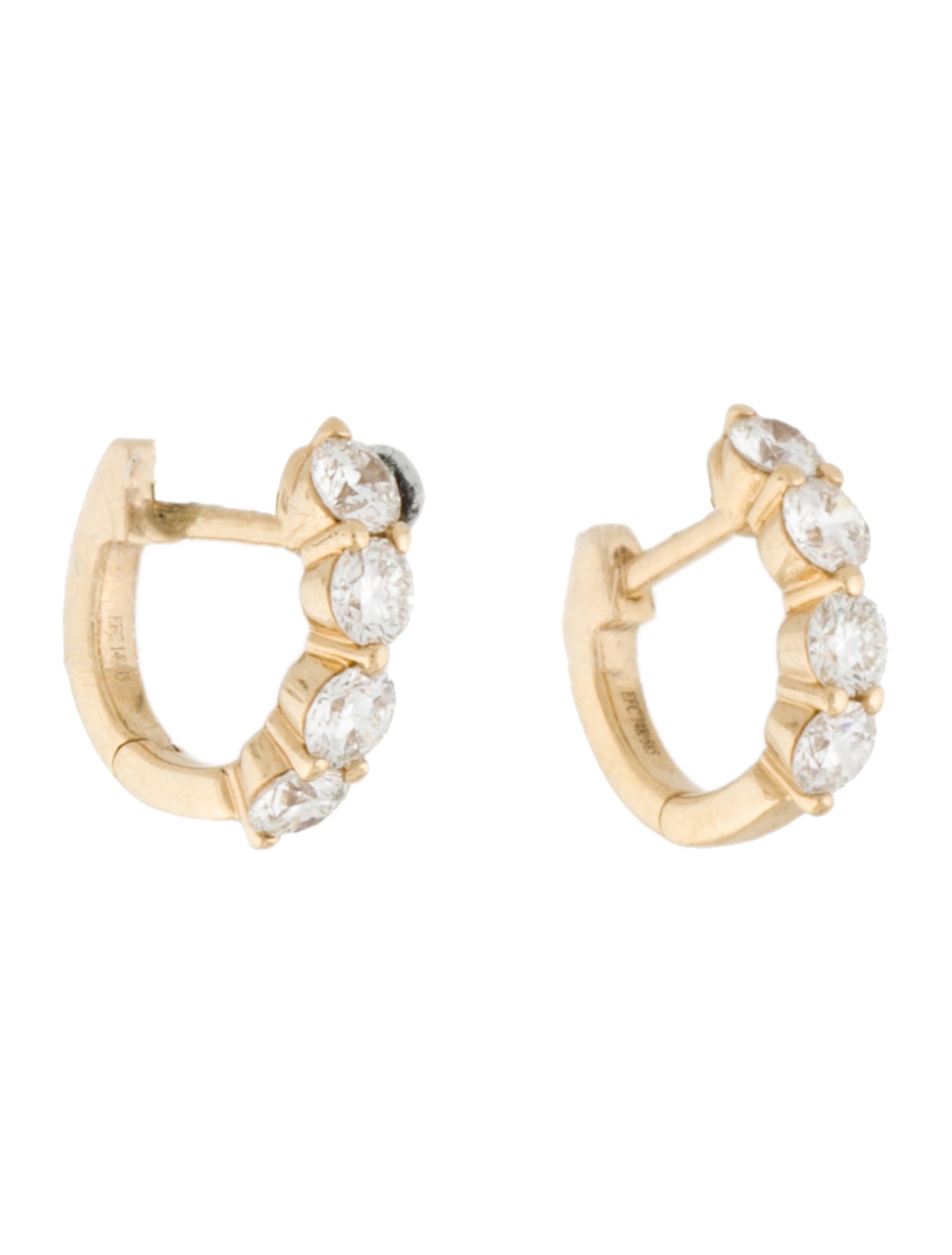 EF Collection 14k Diamond Huggie Hoop Earrings