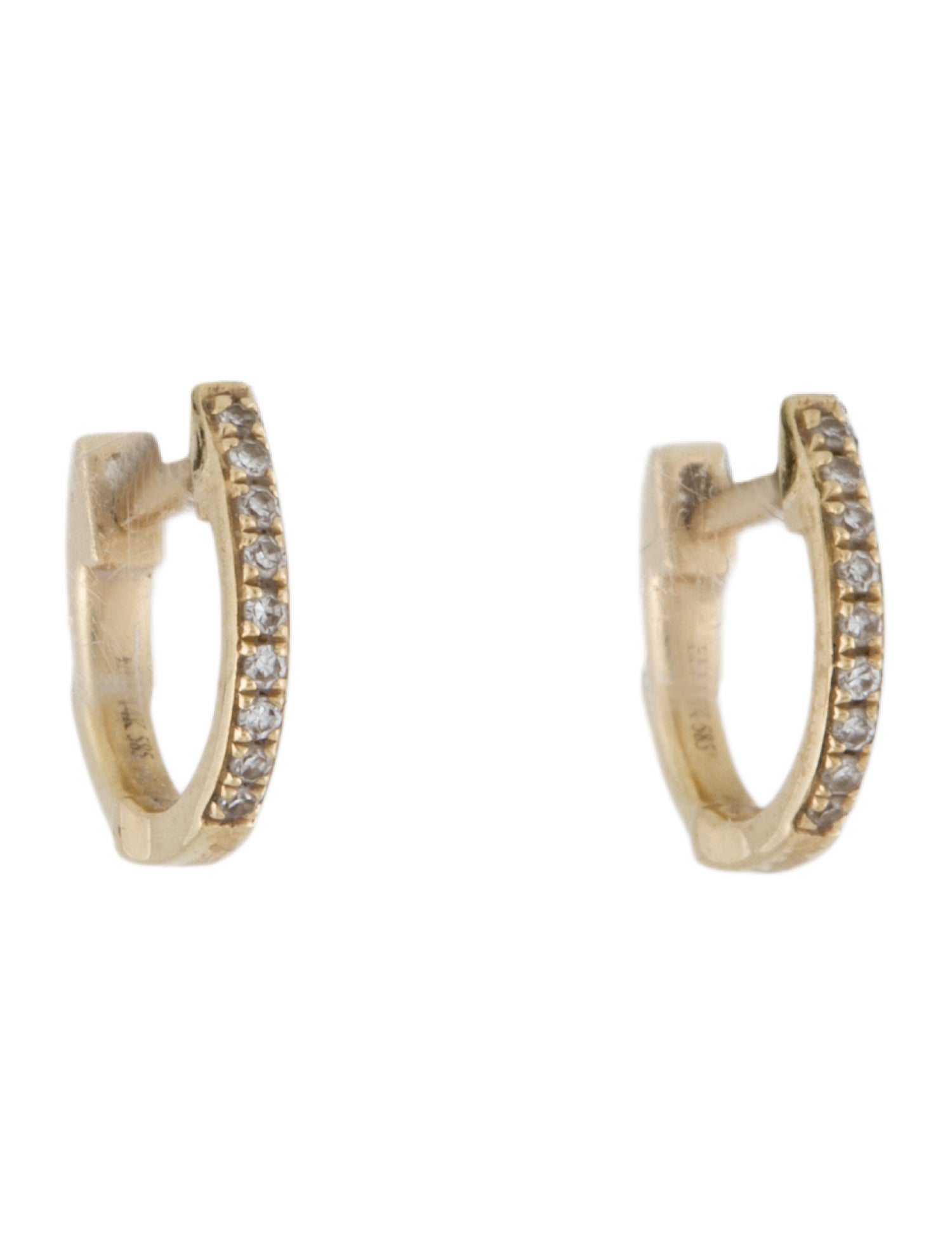EF Collection 14K Diamond Mini Huggie Hoop Earrings
