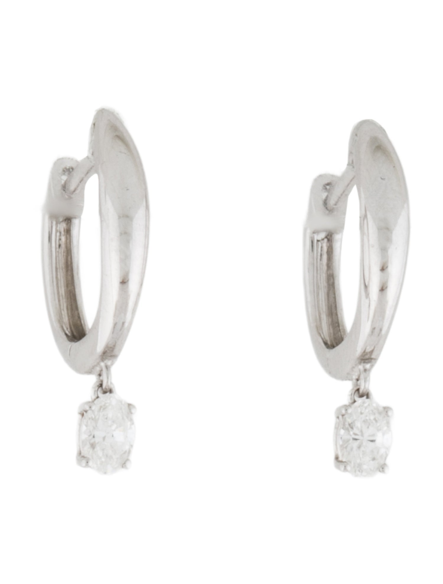EF Collection 14K Diamond Drop Hoop Earrings