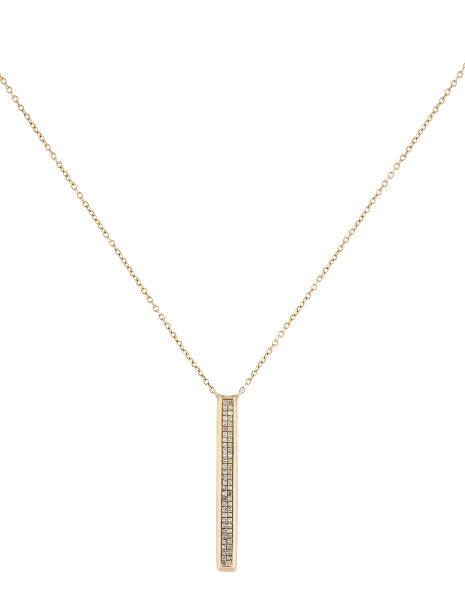 EF Collection 14K Diamond Vertical Bar Pendant Necklace