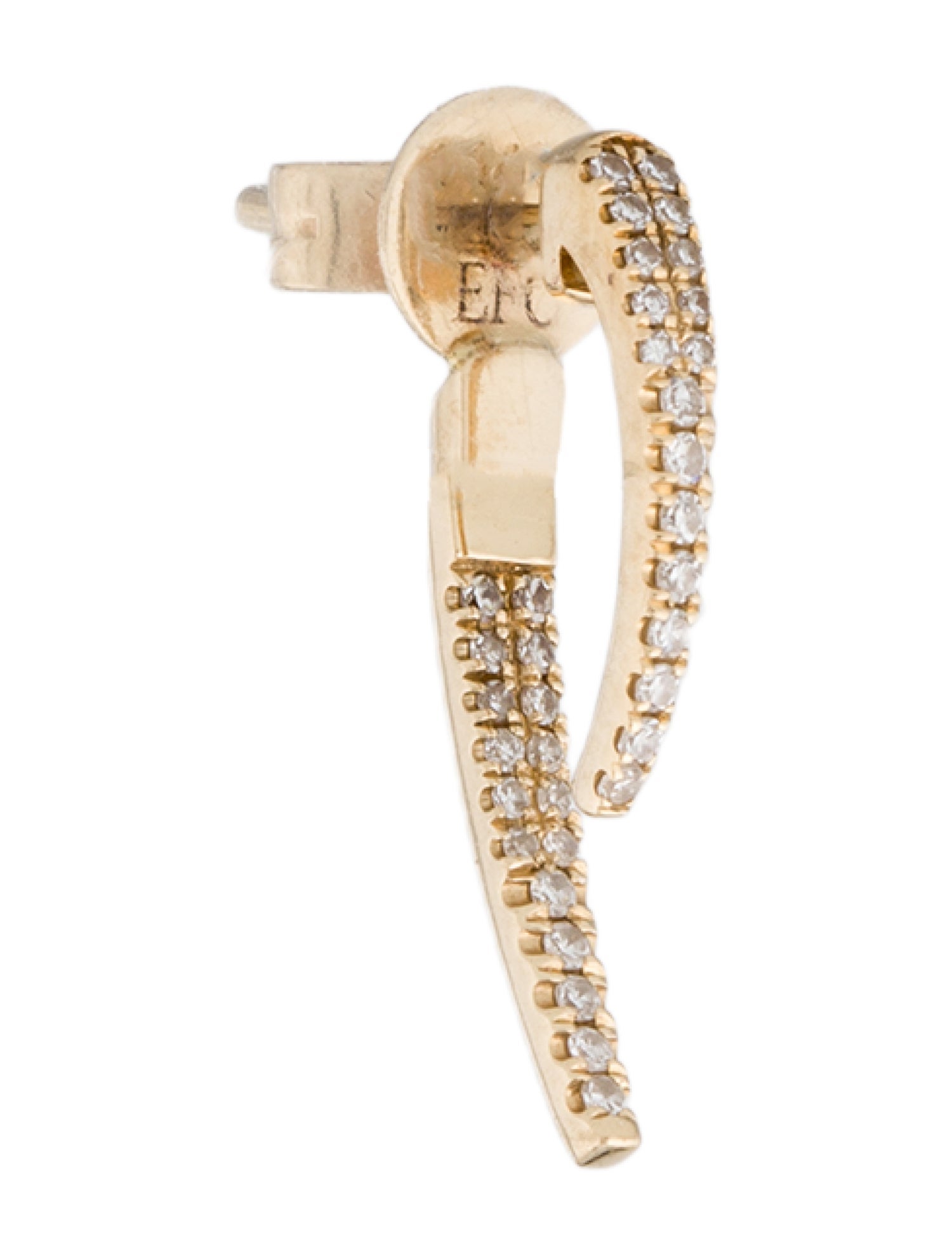 EF Collection 14K Diamond Hook Single Stud Earring