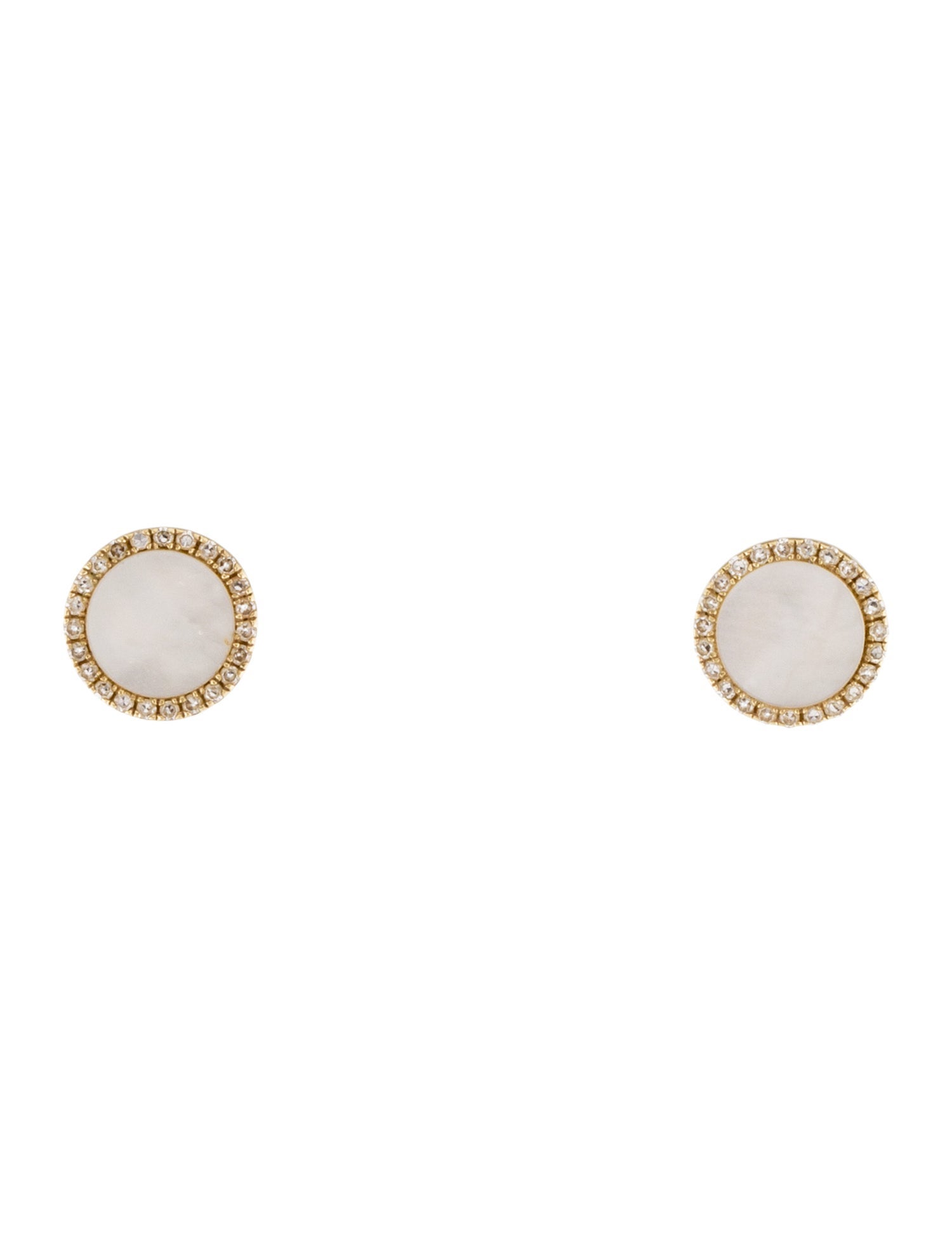 EF Collection 14K Mother of Pearl & Diamond Stud Earrings