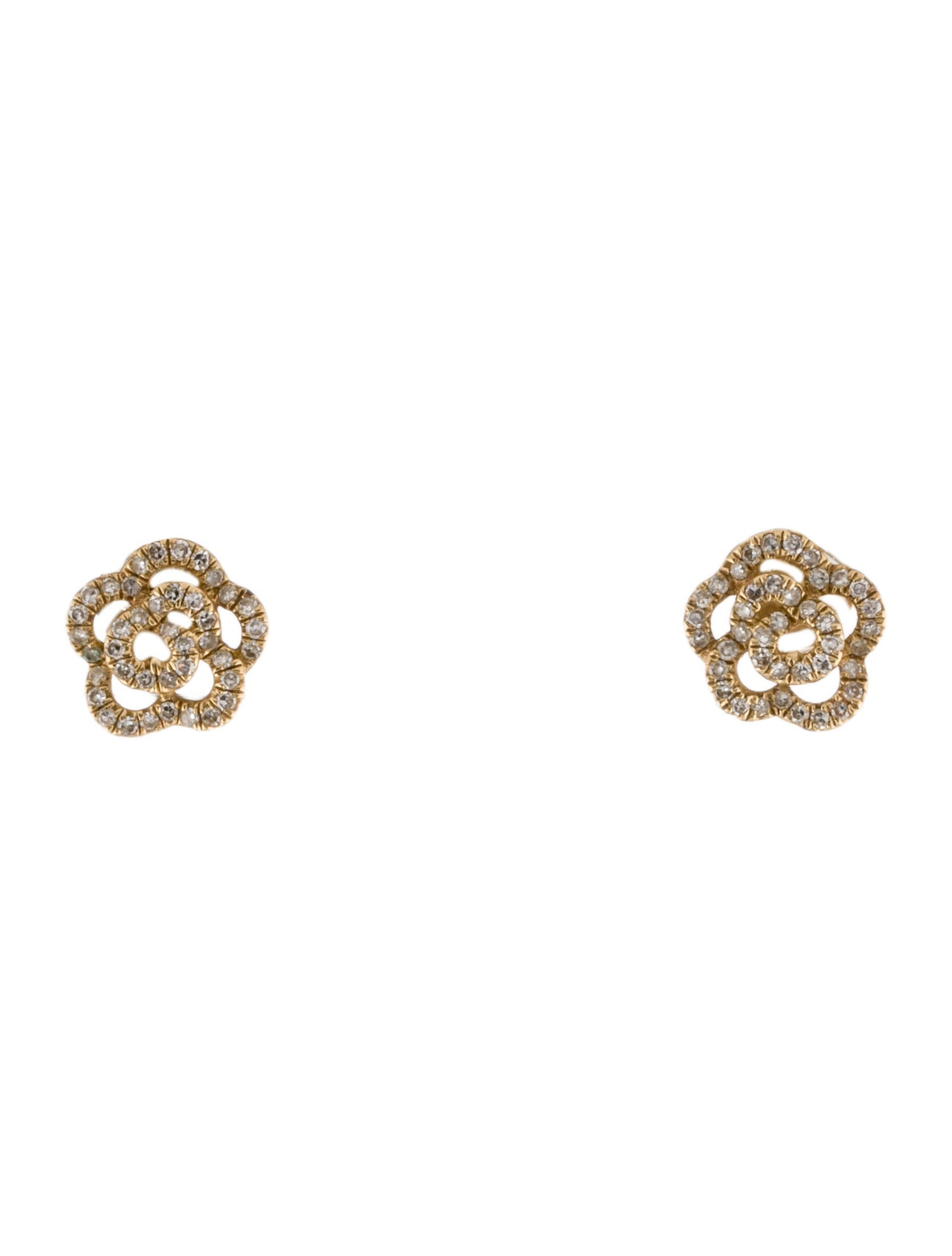 EF Collection 14K Diamond Rose Stud Earrings
