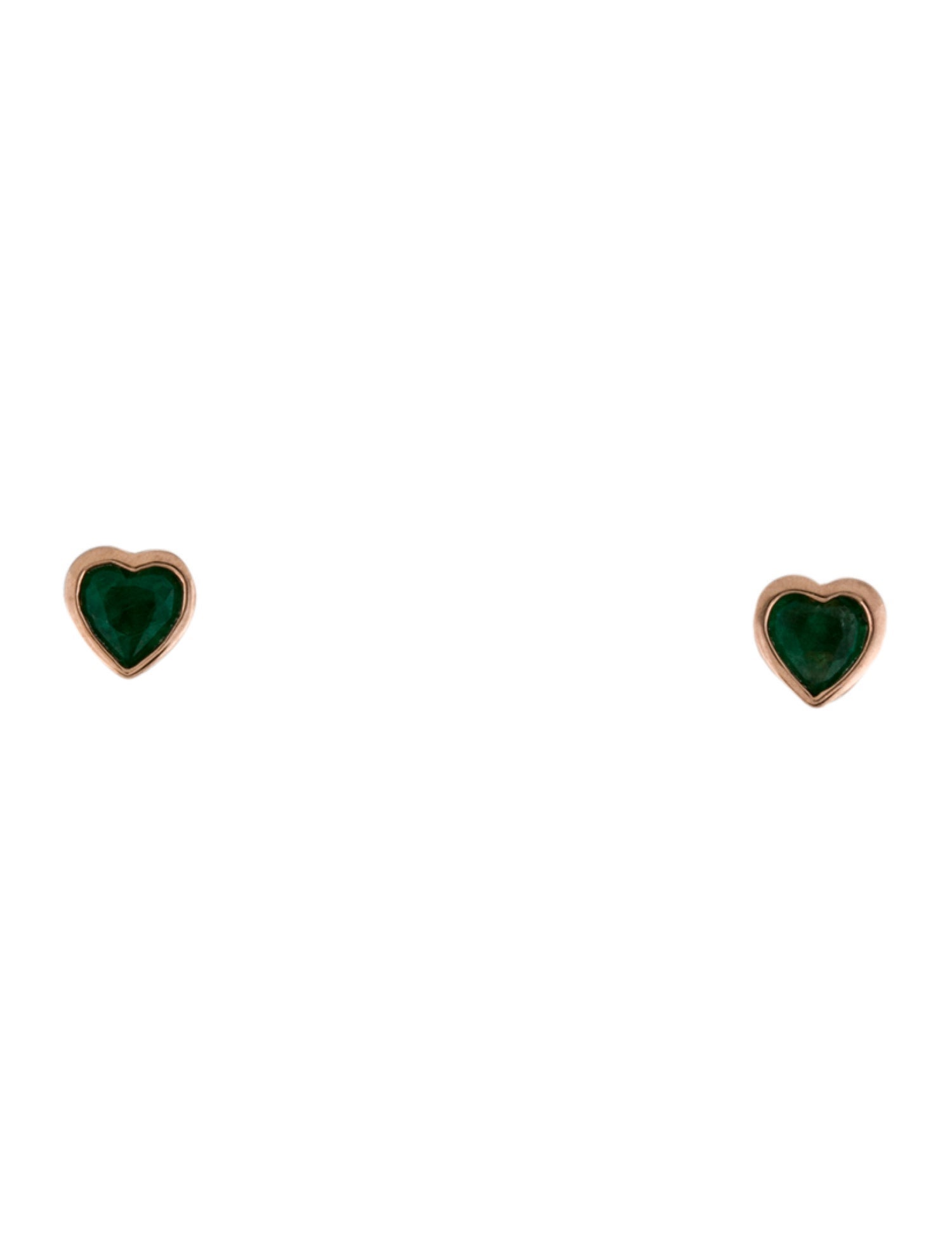 EF Collection 14K Emerald Heart Stud Earrings