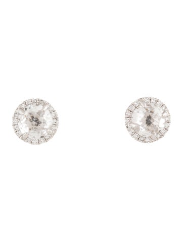 Pre-owned Ef Collection 14k Quartz & Diamond Stud Earrings In Multi