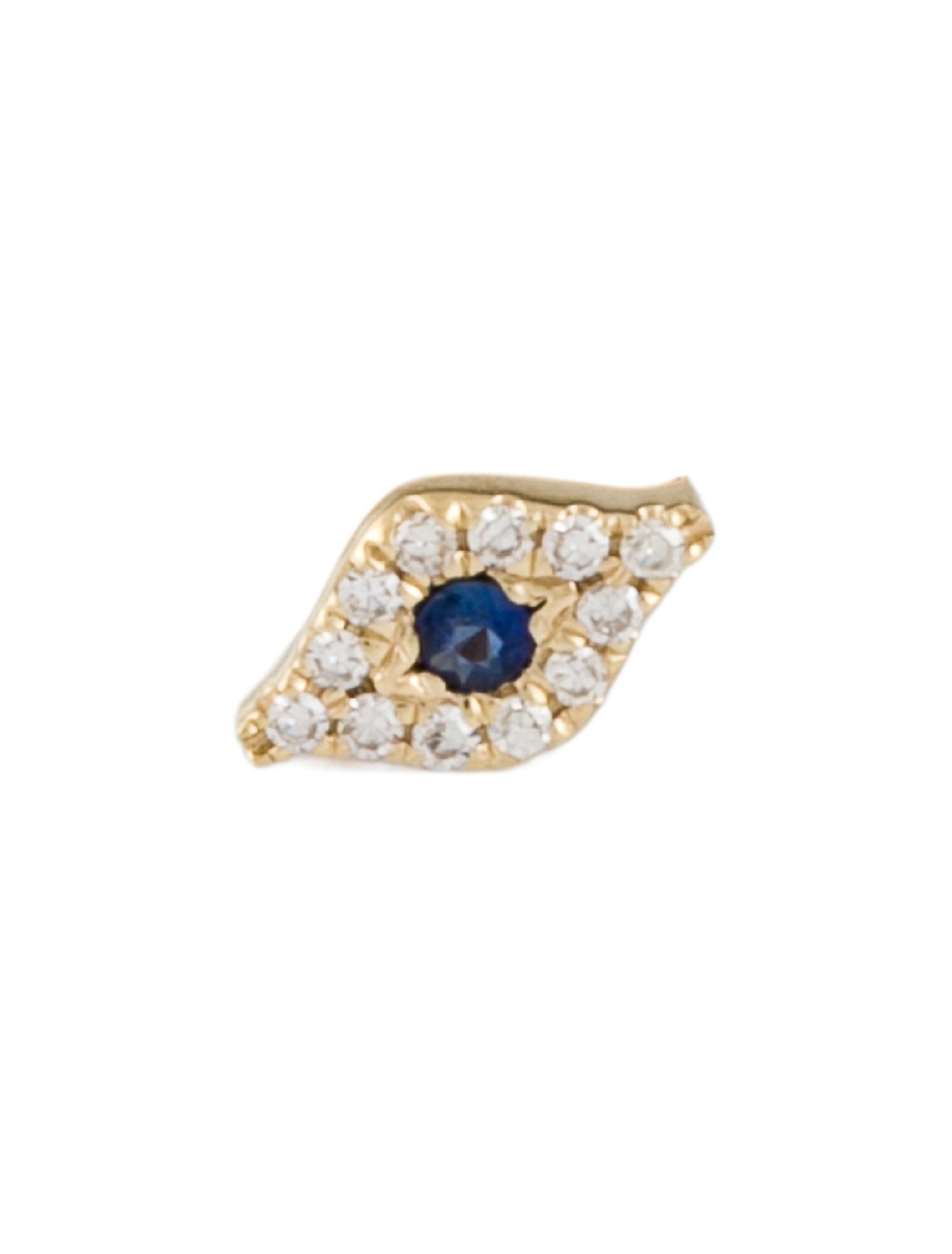 EF Collection 14K Diamond & Sapphire Evil Eye Single Stud
